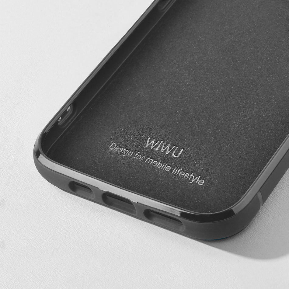 Apple iPhone 13 Mini Case Wiwu Genuine Leather Plastic Calfskin Original Leather Cover Blue 