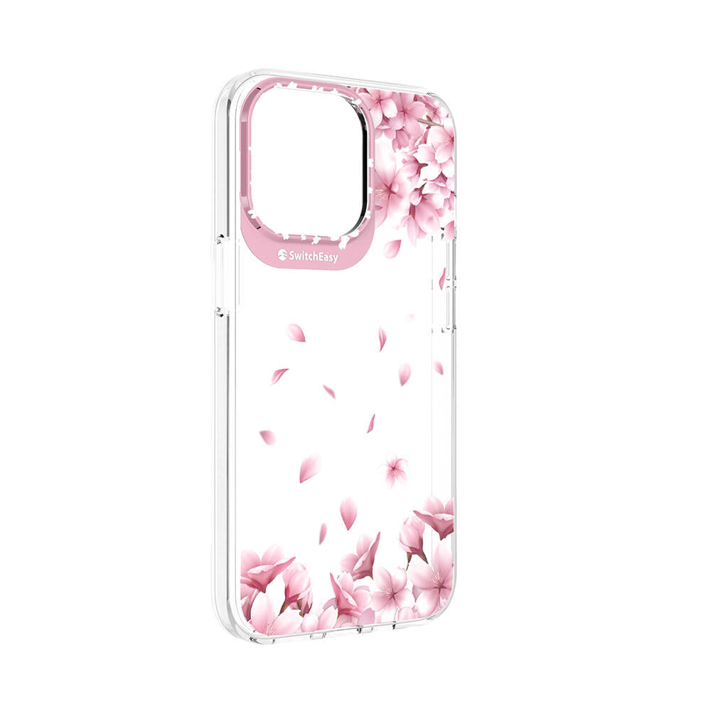 Apple iPhone 13 Pro Kılıf Çift IMD Baskılı Lisanslı Switcheasy Artist Sakura Kapak Pembe