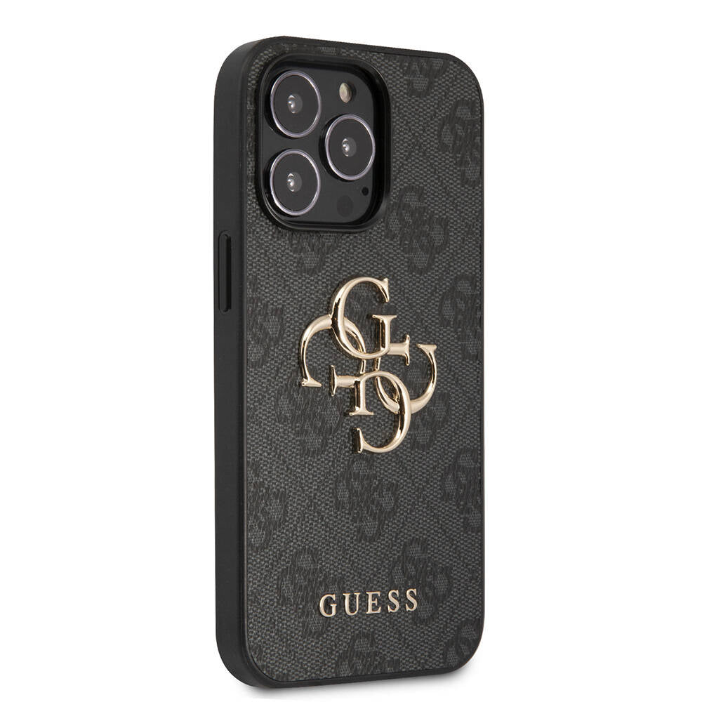 Apple iPhone 13 Pro Case Guess Original Licensed PU Leather 4G Patterned Metal Large 4G and Text Logo Cover Pink