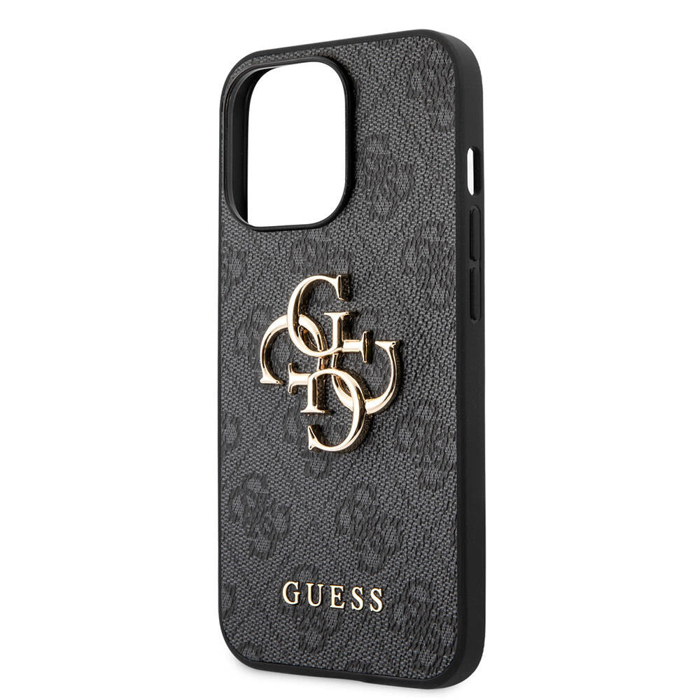 Apple iPhone 13 Pro Case Guess Original Licensed PU Leather 4G Patterned Metal Large 4G and Text Logo Cover Pink