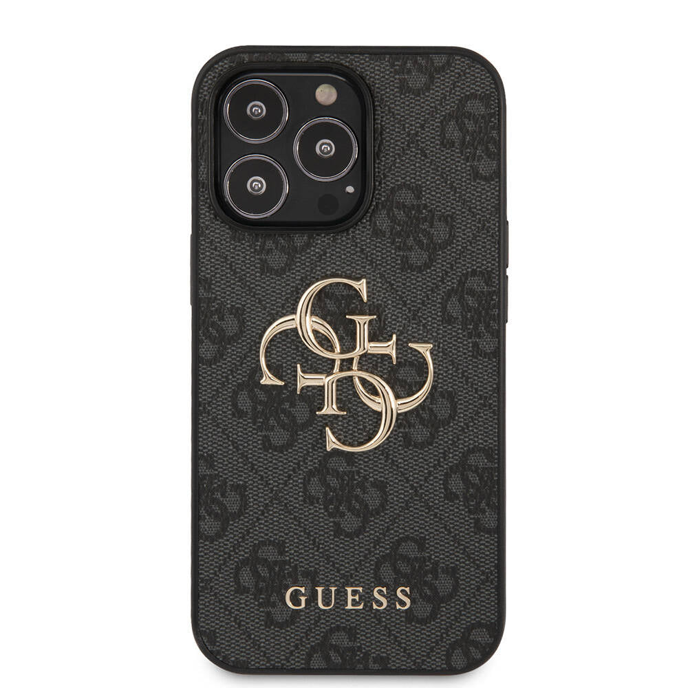 Apple iPhone 13 Pro Case Guess Original Licensed PU Leather 4G Patterned Metal Large 4G and Text Logo Cover Brown
