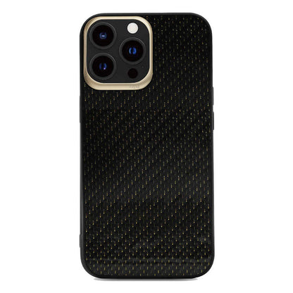 Apple iPhone 13 Pro Kılıf Kajsa Carbon Fiber Collection Arka Kapak Gold