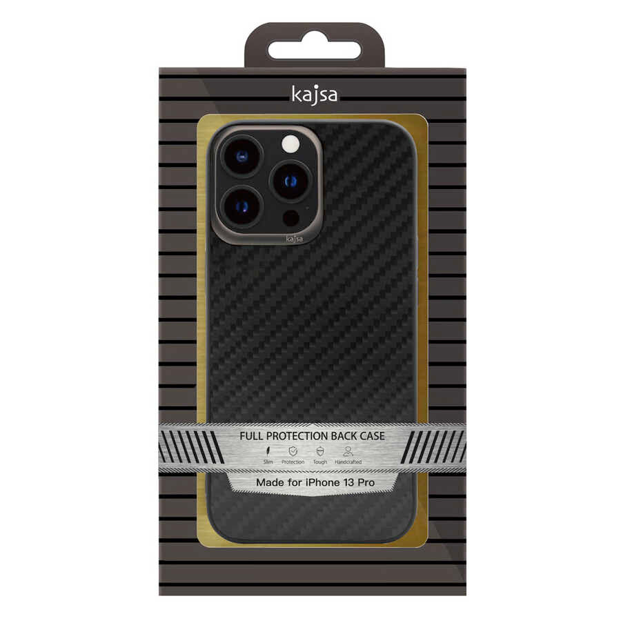 Apple iPhone 13 Pro Kılıf Kajsa Carbon Fiber Collection Arka Kapak Gold
