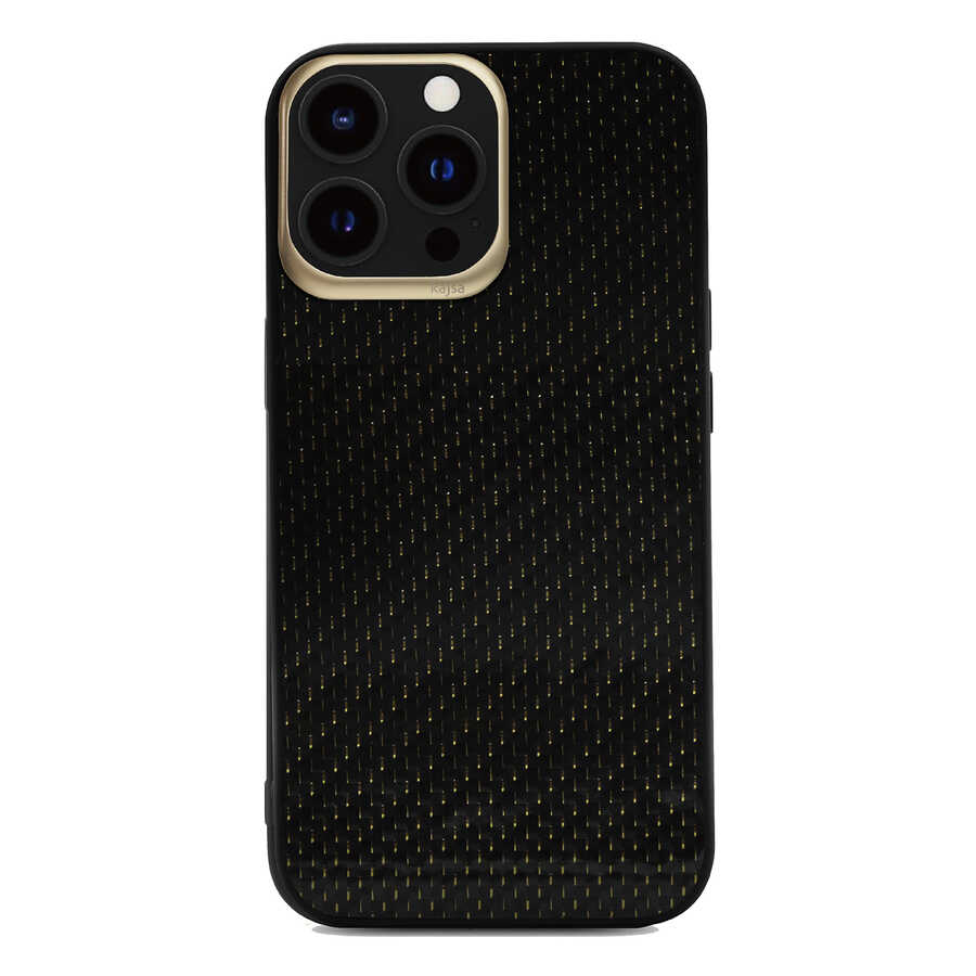 Apple iPhone 13 Pro Kılıf Kajsa Carbon Fiber Collection Arka Kapak Gold