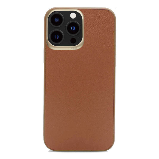 Apple iPhone 13 Pro Case Kajsa Luxe Collection Genuine Leather Cover Brown