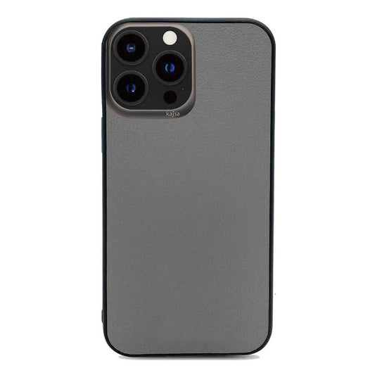 Apple iPhone 13 Pro Case Kajsa Luxe Collection Genuine Leather Cover Gray