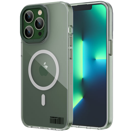 Apple iPhone 13 Pro Case M-safe Charging Feature Youngkit Colored Glaze Series Cover Green 