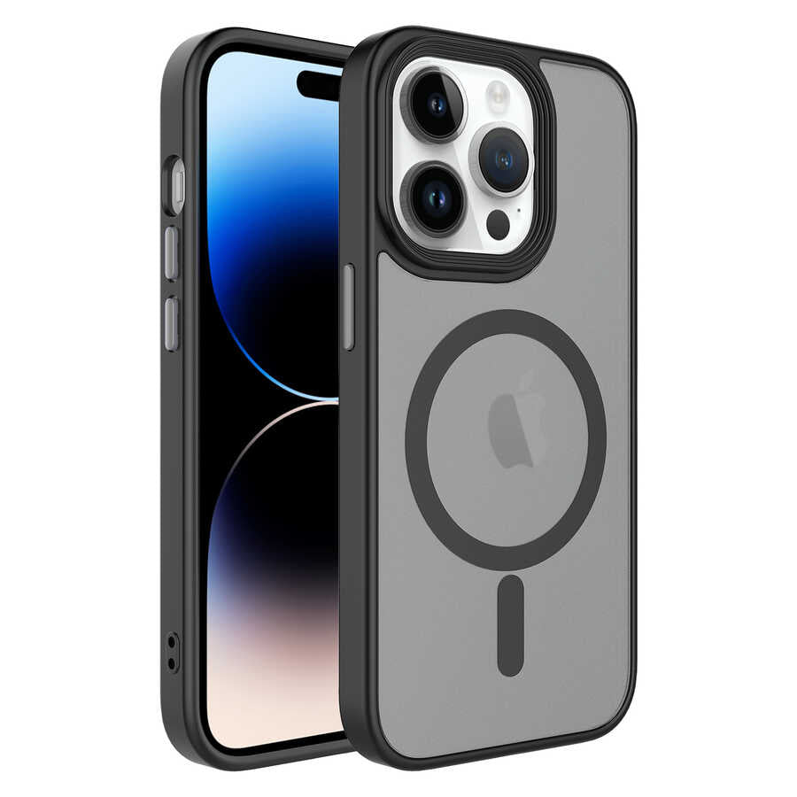 Apple iPhone 13 Pro Kılıf Mat Arka Yüzey Wireless Şarj Özellikli Zore Flet M-safe Kapak
