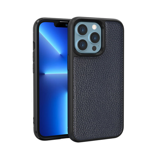 Apple iPhone 13 Pro Case Wiwu Genuine Leather Plastic Calfskin Original Leather Cover Blue 