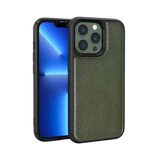 Apple iPhone 13 Pro Case Wiwu Genuine Leather Plastic Calfskin Original Leather Cover Green 