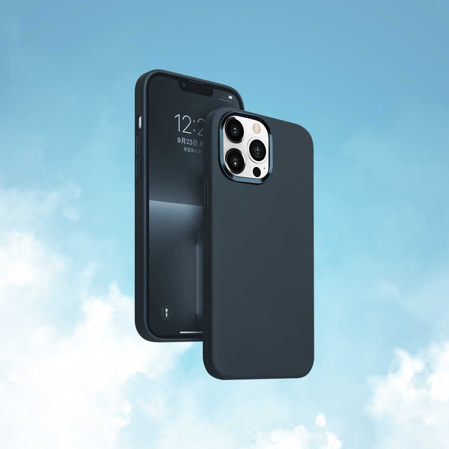 Apple iPhone 13 Pro Case Wiwu M-safe Magnetic Silicone Cover Navy Blue 