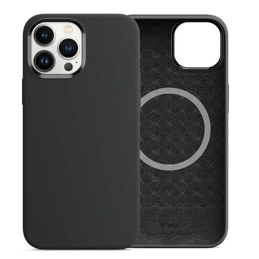 Apple iPhone 13 Pro Case Wiwu M-safe Magnetic Silicone Cover Black 