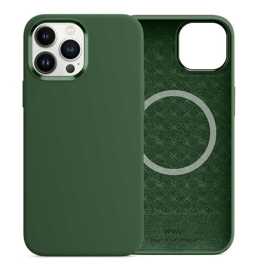 Apple iPhone 13 Pro Case Wiwu M-safe Magnetic Silicone Cover Green 