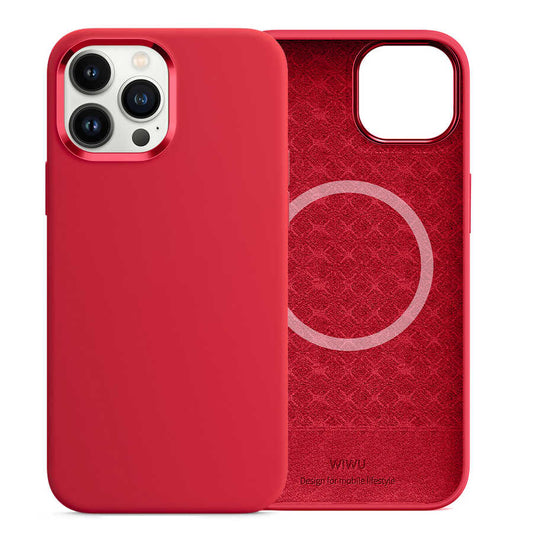 Apple iPhone 13 Pro Case Wiwu M-safe Magnetic Silicone Cover Red 