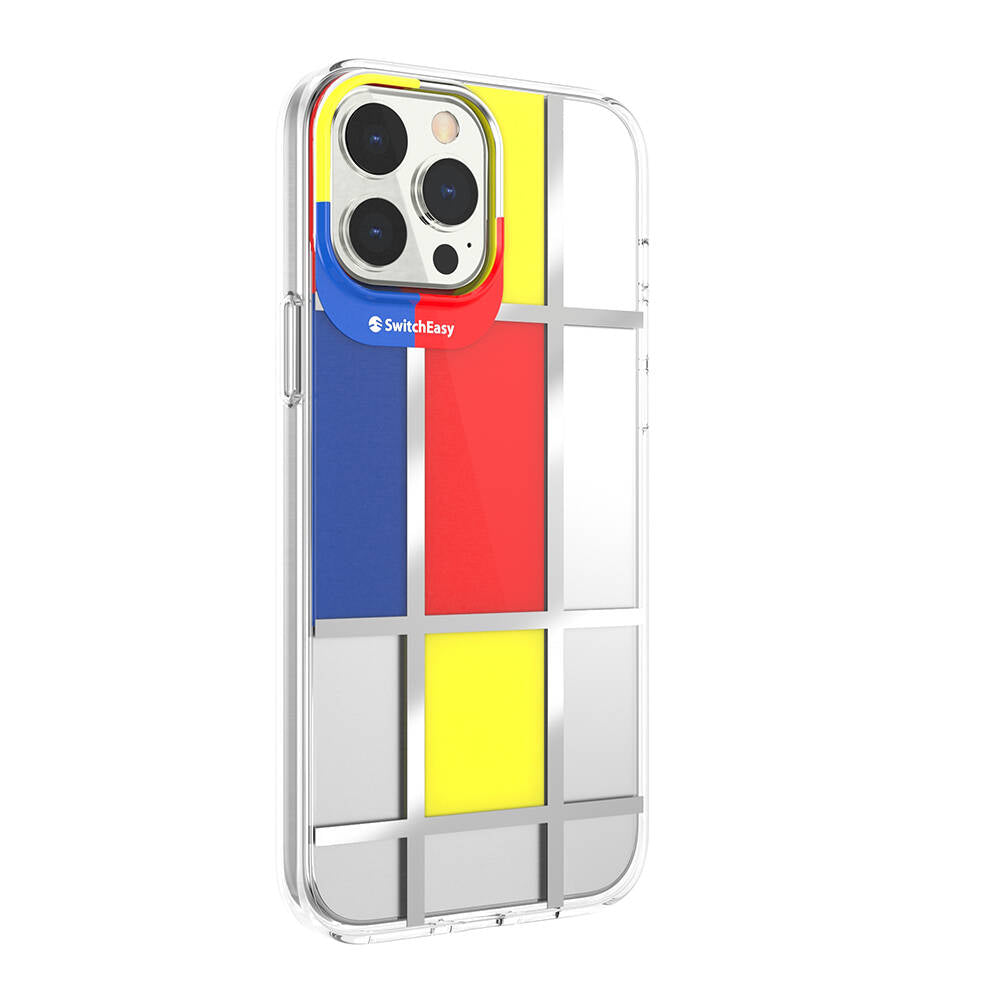 Apple iPhone 13 Pro Max Kılıf Çift IMD Baskılı Lisanslı Switcheasy Artist Mondrian Kapak Sarı