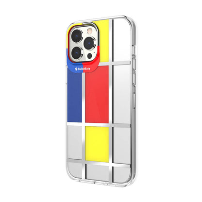 Apple iPhone 13 Pro Max Kılıf Çift IMD Baskılı Lisanslı Switcheasy Artist Mondrian Kapak Sarı