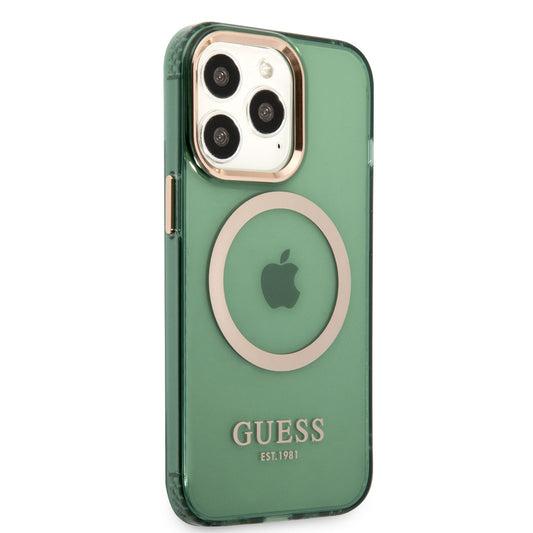 Apple iPhone 13 Pro Max Case GUESS M-safe Charging Feature Airbag Design Cover Green