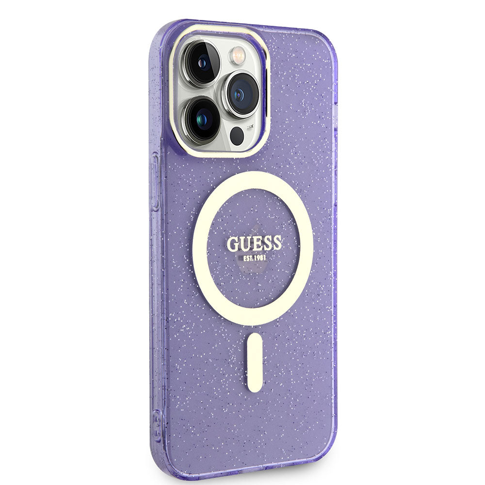 Apple iPhone 13 Pro Max Case GUESS M-safe Charging Glitter Cover Purple