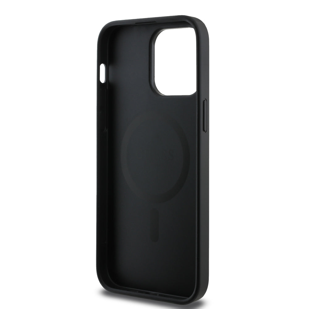 Apple iPhone 13 Pro Max Case Guess Original Licensed M-safe Charging Feature Small 4G Classic Cover Black