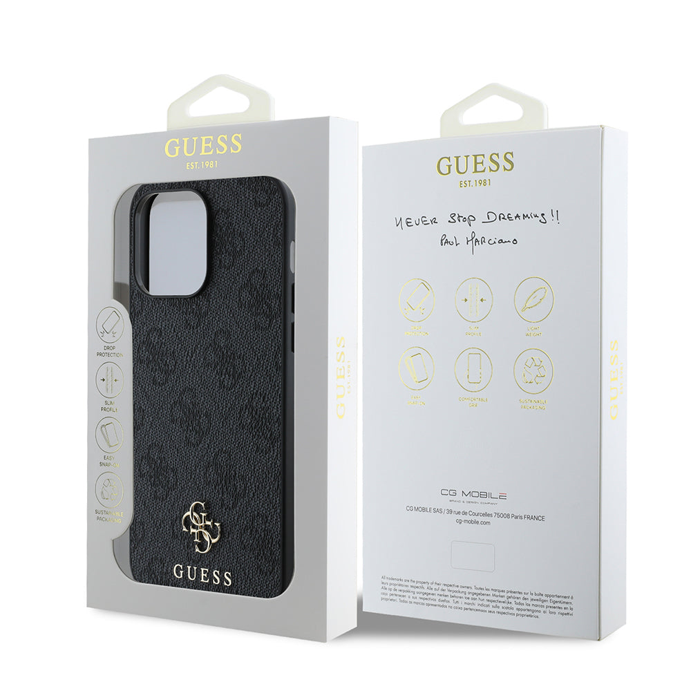 Apple iPhone 13 Pro Max Case Guess Original Licensed M-safe Charging Feature Small 4G Classic Cover Black