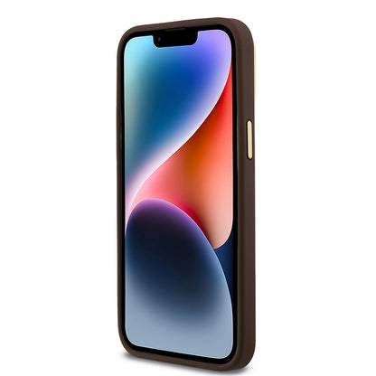 Apple iPhone 13 Pro Max Kılıf Guess Orjinal Lisanslı PU Deri Taşlı Üçgen Logo 4G Desenli Kamera Standlı Kapak Siyah