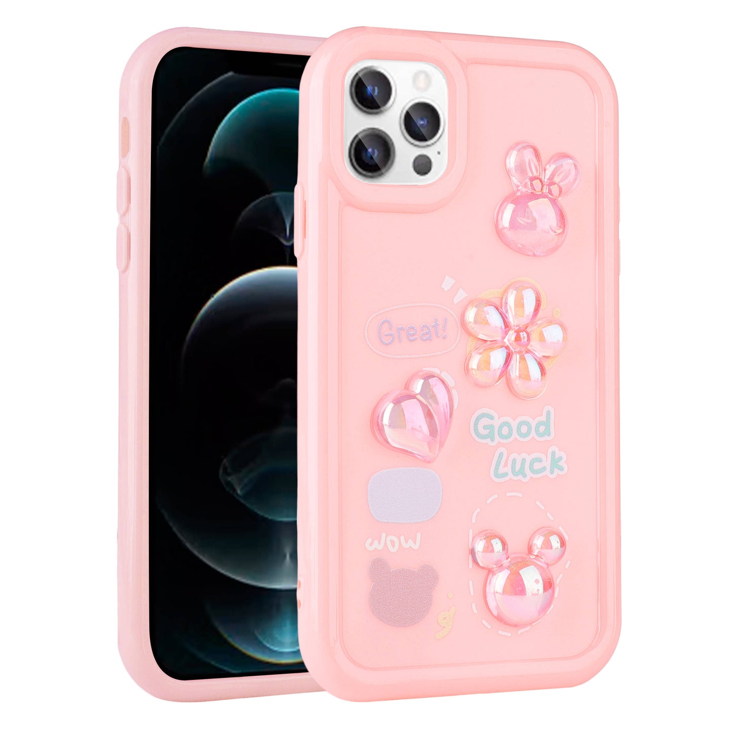 Apple iPhone 13 Pro Max Kılıf Kabartma Figürlü Parlak Zore Toys Silikon Kapak