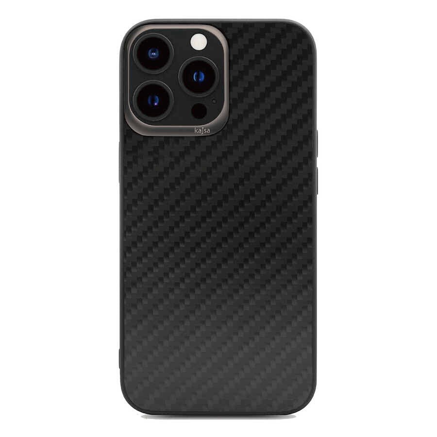 Apple iPhone 13 Pro Max Kılıf Kajsa Carbon Fiber Collection Arka Kapak Siyah