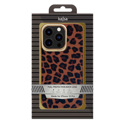 Apple iPhone 13 Pro Max Kılıf Kajsa Glamorous Serisi Leopard Combo Kapak Sarı