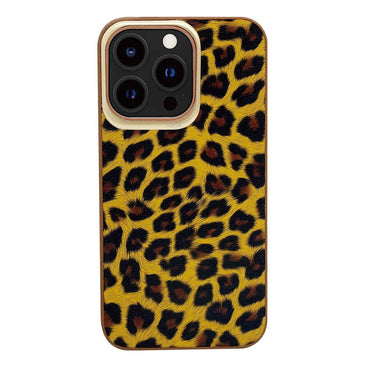 Apple iPhone 13 Pro Max Kılıf Kajsa Glamorous Serisi Leopard Combo Kapak Sarı