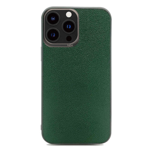 Apple iPhone 13 Pro Max Case Kajsa Luxe Collection Genuine Leather Cover Green
