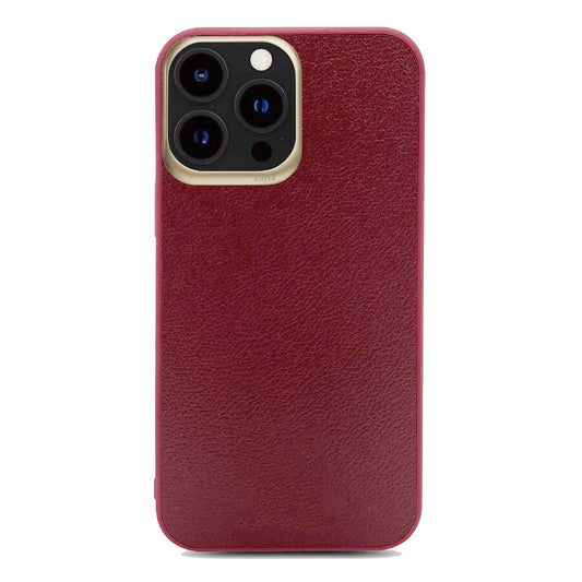 Apple iPhone 13 Pro Max Case Kajsa Luxe Collection Genuine Leather Cover Red