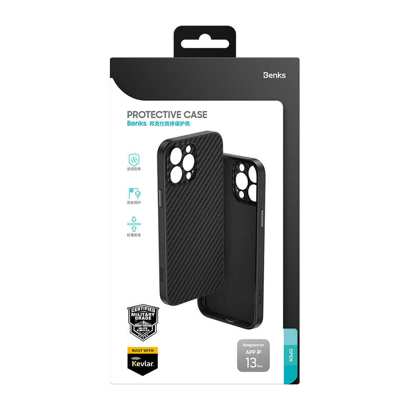 Apple iPhone 13 Pro Max Case Carbon Fiber Benks Hybrid Kevlar Cover Black 