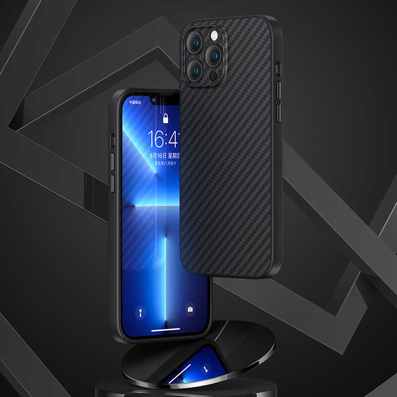 Apple iPhone 13 Pro Max Case Carbon Fiber Benks Hybrid Kevlar Cover Black 