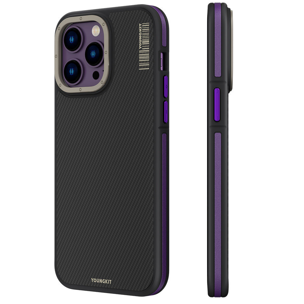 Apple iPhone 13 Pro Max Kılıf M-safe Şarj Özellikli YoungKit 600D Kevlar Kapak