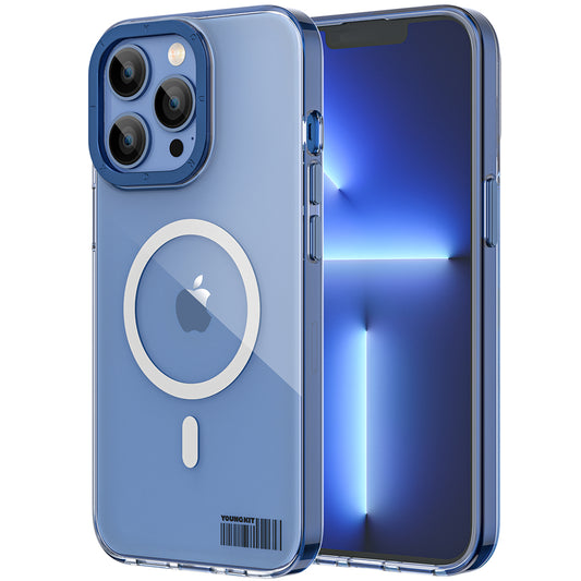 Apple iPhone 13 Pro Max Case M-safe Charging Feature Youngkit Colored Glaze Series Cover Blue 