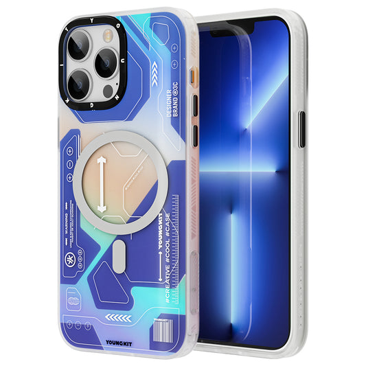 Apple iPhone 13 Pro Max Case M-safe Charging Feature YoungKit Metaverse Series Cover Blue 