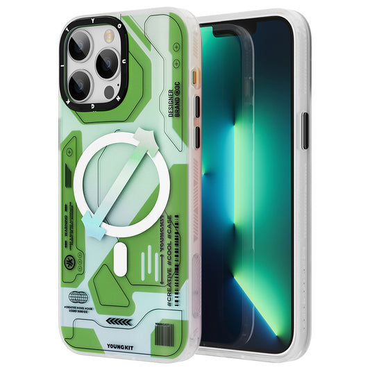 Apple iPhone 13 Pro Max Case M-safe Charging Feature YoungKit Metaverse Series Cover Green 