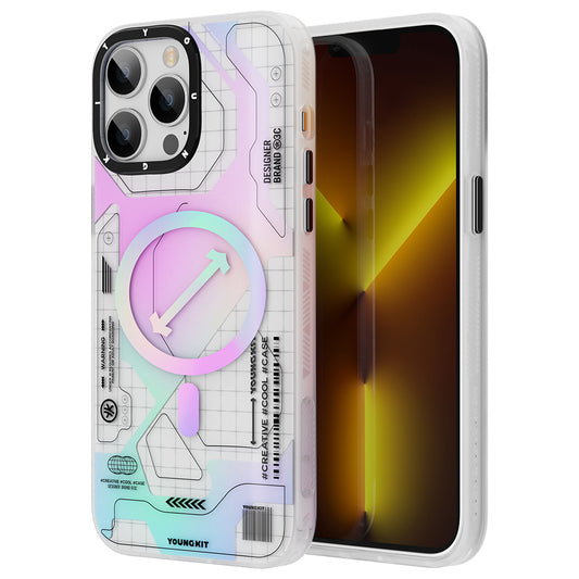 Apple iPhone 13 Pro Max Case M-safe Charging Feature YoungKit Metaverse Series Cover White 