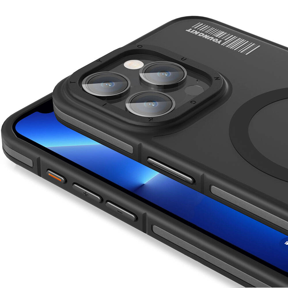 Apple iPhone 13 Pro Max Case M-safe Charging Feature Youngkit Rock Sand Series Cover Blue 