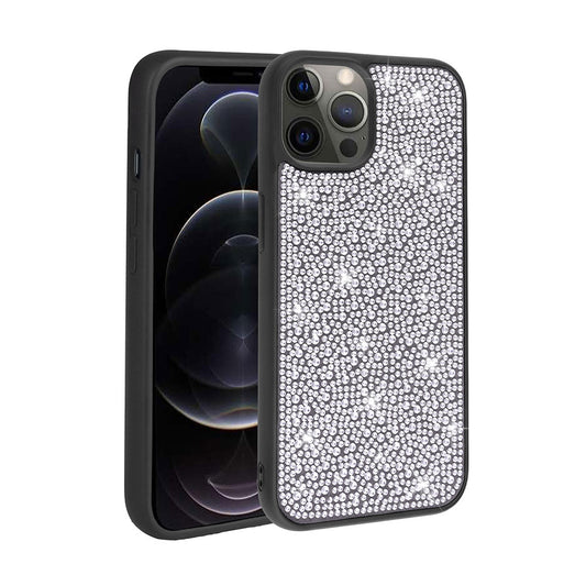 Apple iPhone 13 Pro Max Case Shiny Stone Design Zore Stone Cover Black