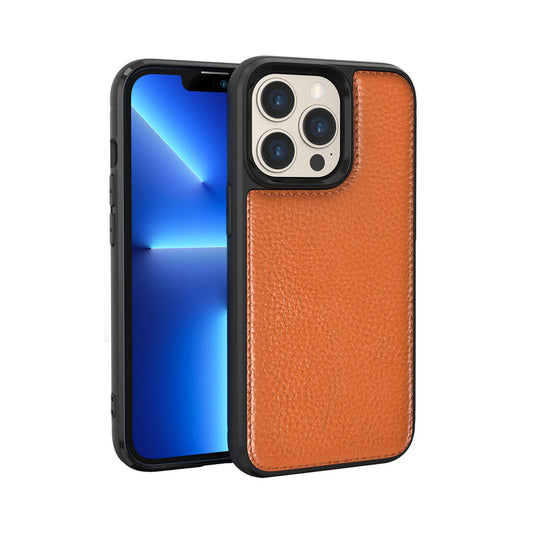 Apple iPhone 13 Pro Max Case Wiwu Genuine Leather Plastic Calfskin Original Leather Cover Brown 