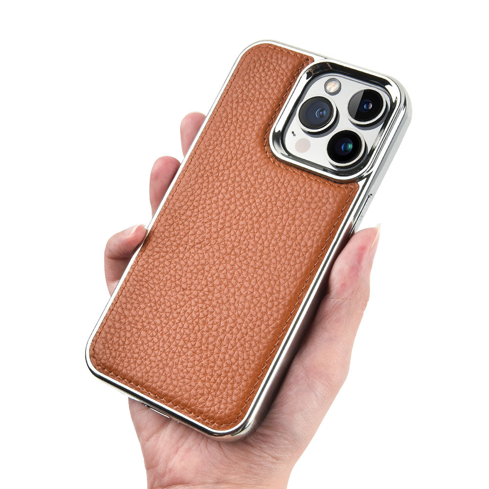 Apple iPhone 13 Pro Max Case Wiwu Genuine Leather Silver Calfskin Original Leather Cover Black 