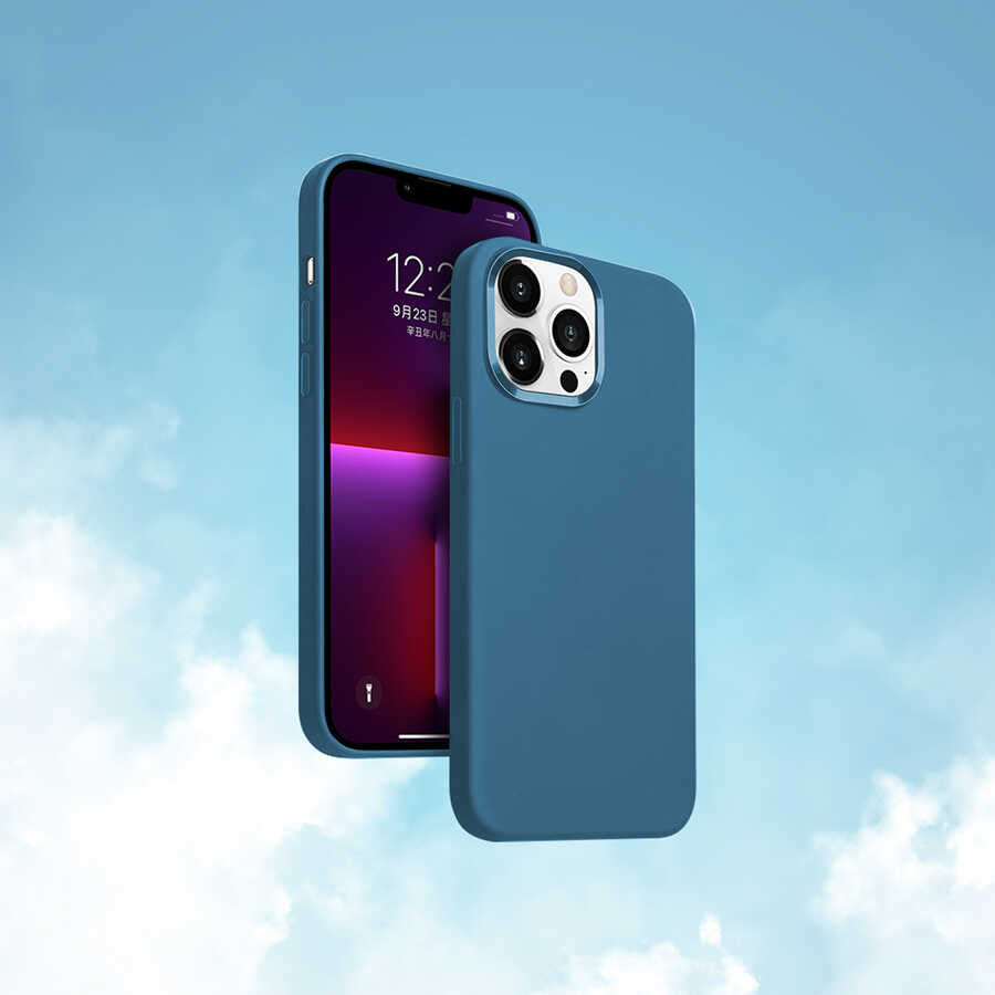 Apple iPhone 13 Pro Max Case Wiwu M-safe Magnetic Silicone Cover Navy Blue 