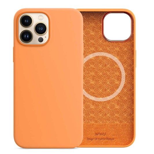 Apple iPhone 13 Pro Max Case Wiwu M-safe Magnetic Silicone Cover Orange 