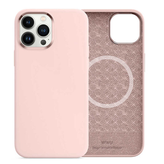 Apple iPhone 13 Pro Max Case Wiwu M-safe Magnetic Silicone Cover Pink Clear 