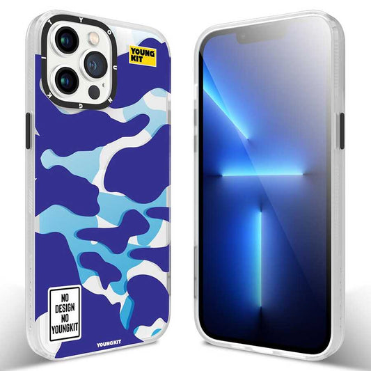 Apple iPhone 13 Pro Max Case YoungKit Camouflage Series Cover Blue 