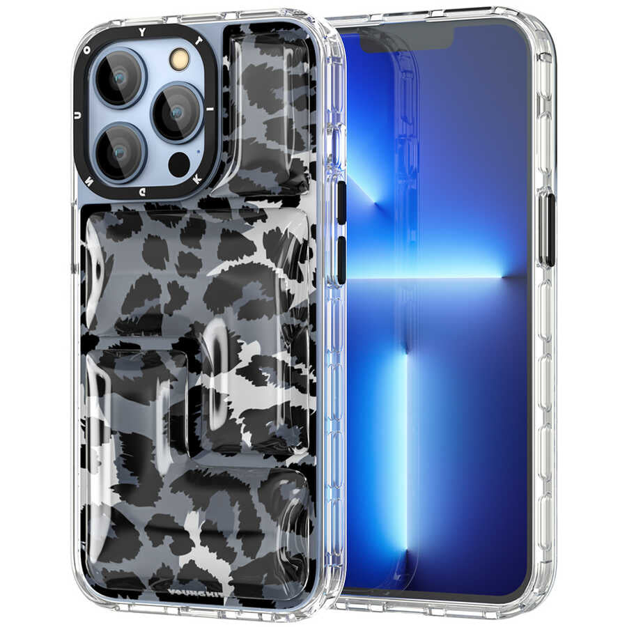 Apple iPhone 13 Pro Max Case YoungKit Leopard Article Series Cover Black 