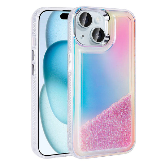 Apple iPhone 14 Airbag Colorful Back Surface Bead Design Zore Sand Cover Purple 