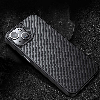 Apple iPhone 14 Kılıf Aramid Karbon Fiber M-safe Özellikli Wlons Radison Kapak Siyah