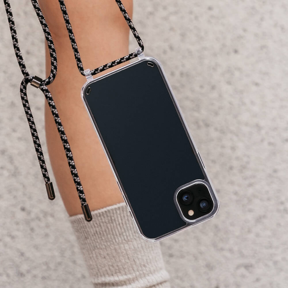 Apple iPhone 14 Kılıf Boyun Askılı Şok Önleyicili Şeffaf Lisanslı Switcheasy Play Kapak Siyah
